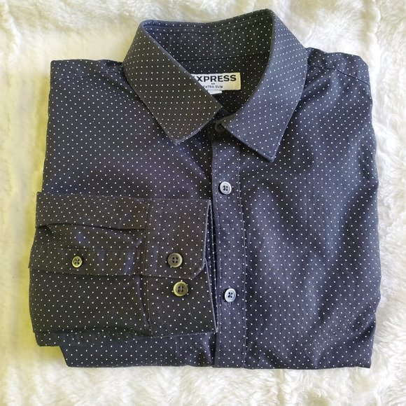 EXPRESS MENS EXTRA SLIM CASUAL BUTTON DOWN SHIRT - Picture 2 of 4